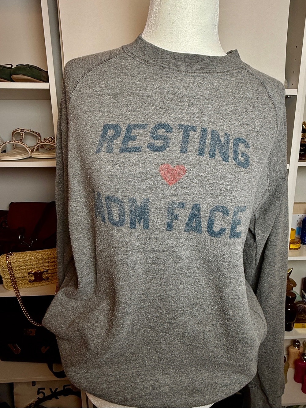 Erin & Sara x Sub_Urban Riot Gray Crewneck Sweatshirt Resting Mom Face